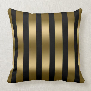 Coussin Motif Gold Stripes moderne Arrière - plan noir