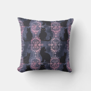 Coussin Motif gothique de chats noirs