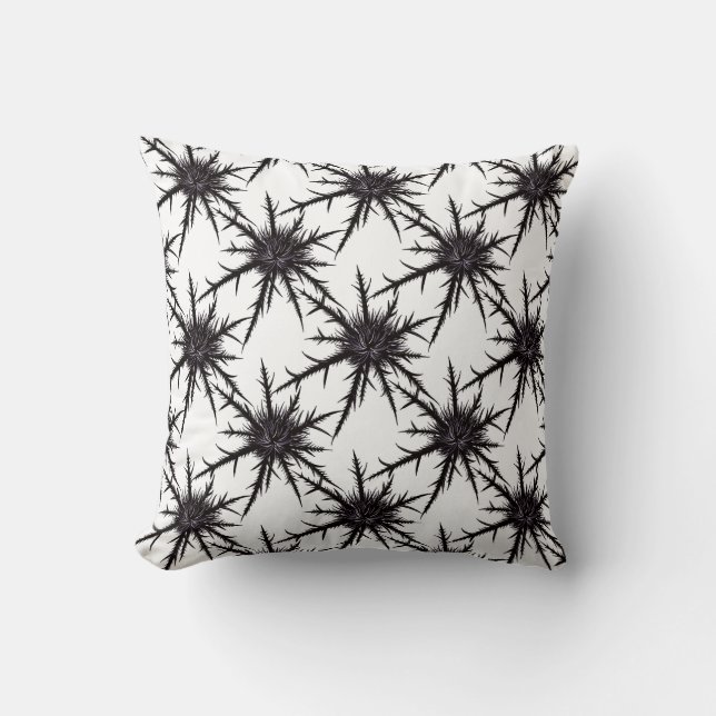 Coussin Motif gothique noir et blanc chardon Halloween (Recto)