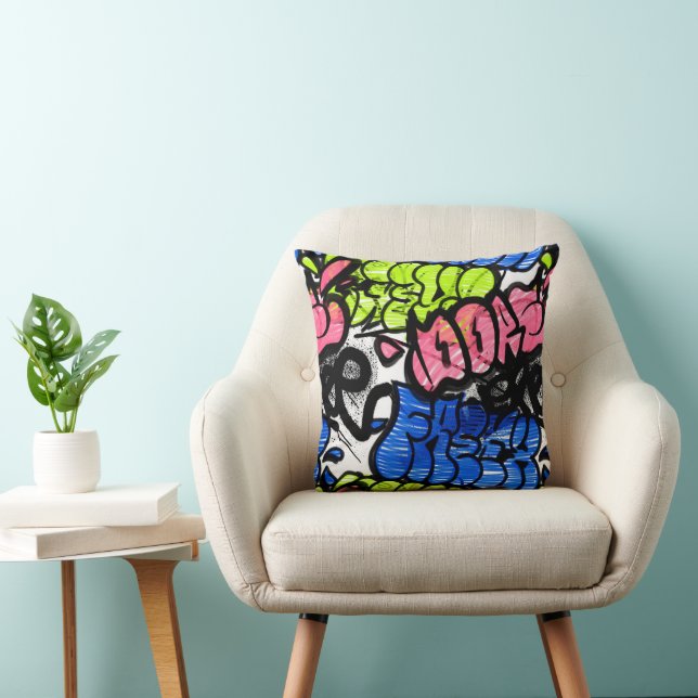 Coussin Motif Graffiti (Chaise)