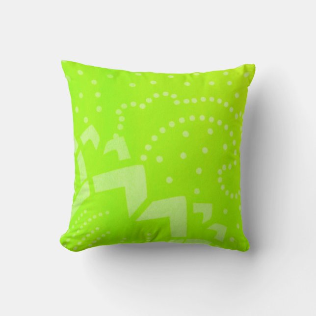 Coussin Motif graphique à pois et rayures géométriques ver (Recto)