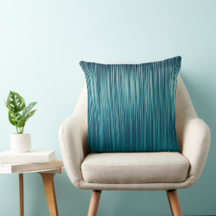 Coussin Motif graphique plissé rayé bleu turquoise vert