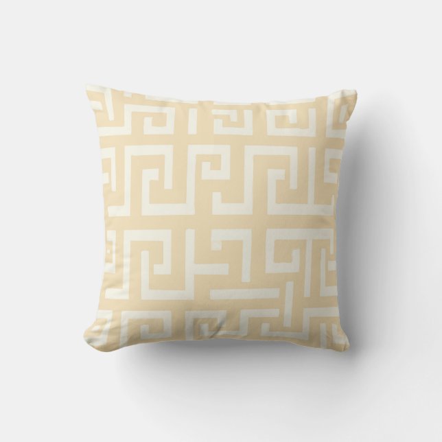 Coussin Motif Grec – Conception Classique Jaune Audacieux (Recto)