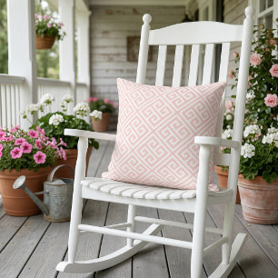 Coussin Motif grec rose et blanc à pétales