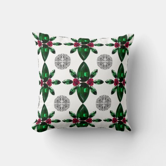 Coussin Motif Green & Red Gemstone (Recto)