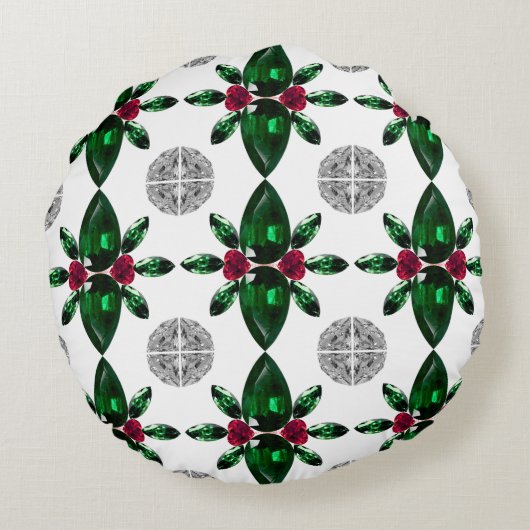 Coussin Motif Green & Red Gemstone (Dos)