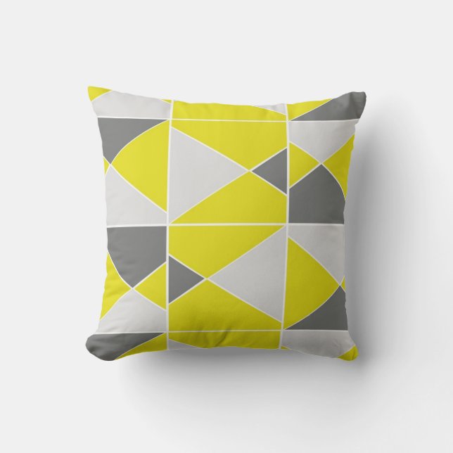 Coussin Motif gris jaune - carreau (Recto)