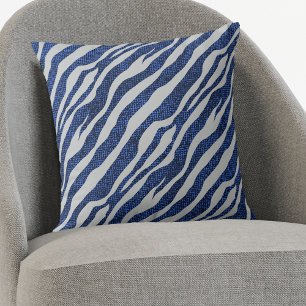 Coussin Motif Grunge Blue Zebra