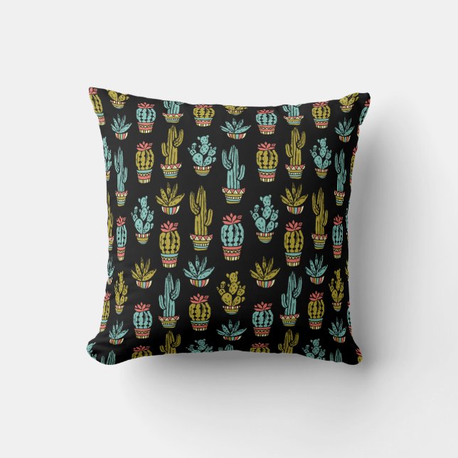 Coussin Motif grunge foncé de cactus (Recto)