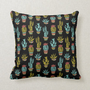 Coussin Motif grunge foncé de cactus