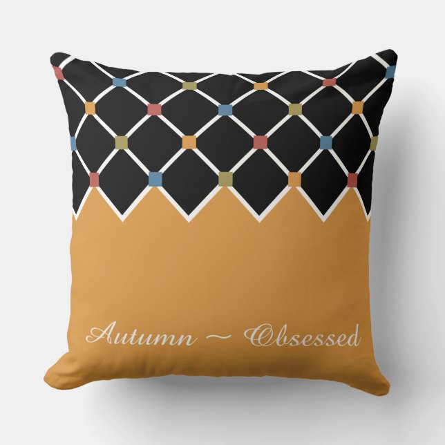 Coussin Motif Harlequin Or Automne (Recto)