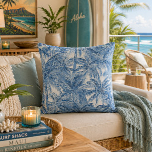 Coussin Motif Hawaïen imprimé cocotier palmier