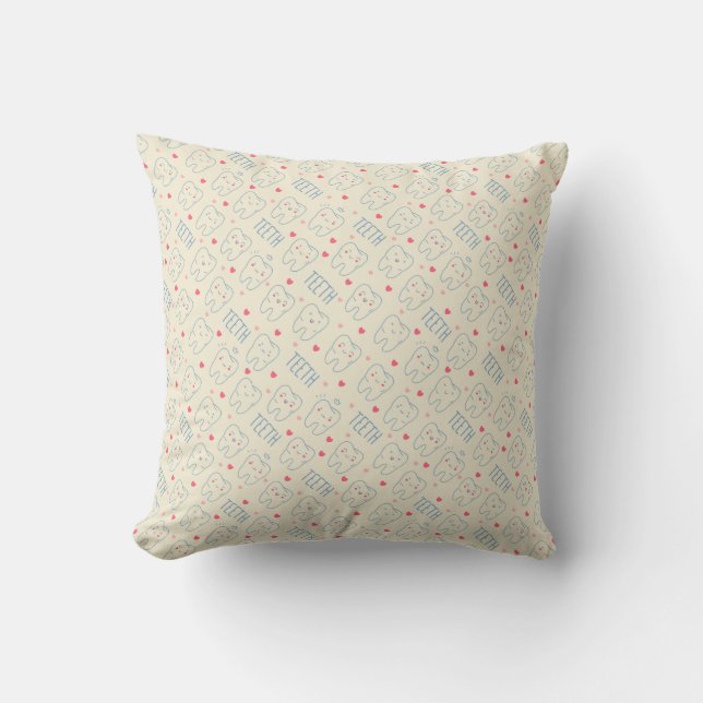 Coussin Motif heureux en pastel de dents (Recto)