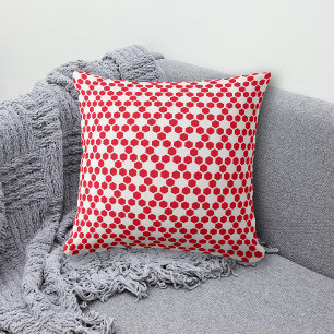Coussin Motif Hexagon blanc rouge