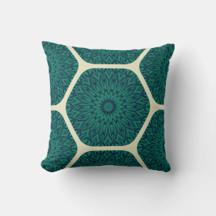 Coussin Motif Hexagon Mandala géométrique - Deep Green & B