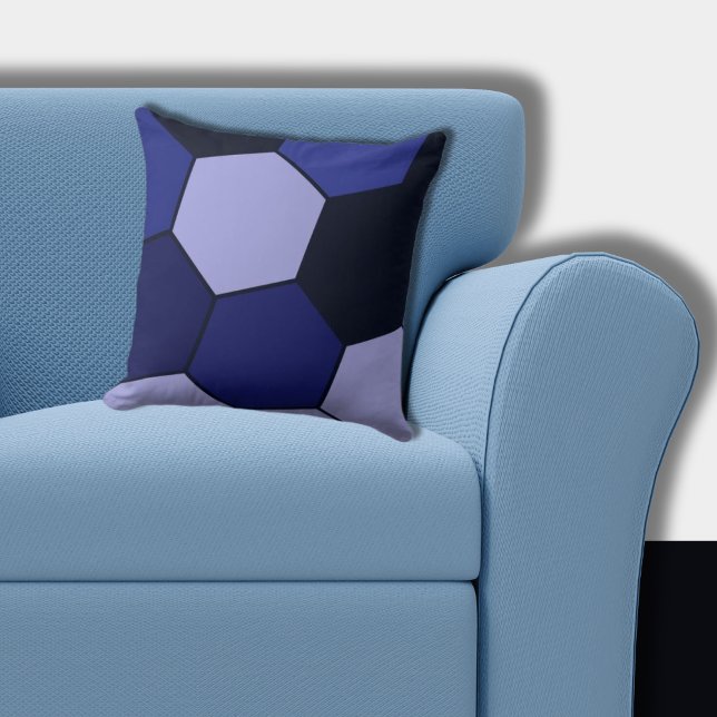 Coussin Motif Hexagon noir et bleu (Blue to Dark Blue Hexagon Pattern)