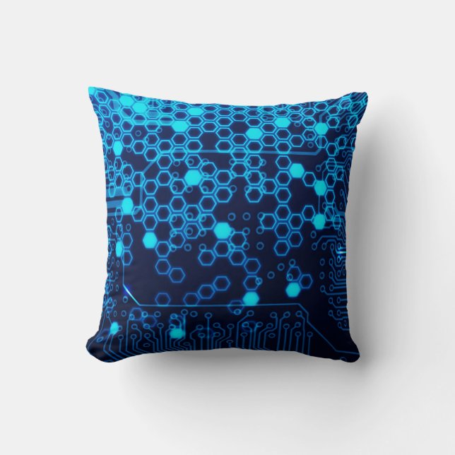 Coussin Motif hexagonal de carte de circuit électronique b (Recto)