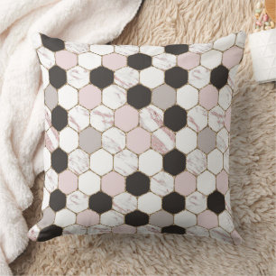 Coussin Motif hexagonal en marbre géométrique moderne