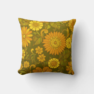 Coussin Motif hippie Vintage rétro à motif floral lancer o