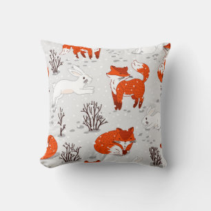 Coussin Motif hivernal sans soudure avec de mignons renard