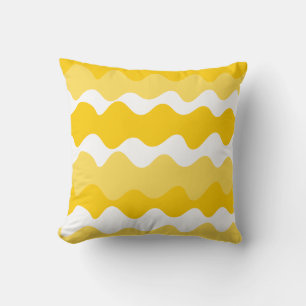 Coussin Motif horizontal jaune et blanc ondulé