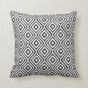 Coussin Motif Ikat de la tribu noire blanche