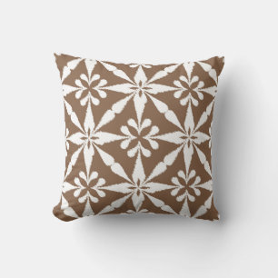 Coussin Motif Ikat Star - Taupe Tan et Blanc
