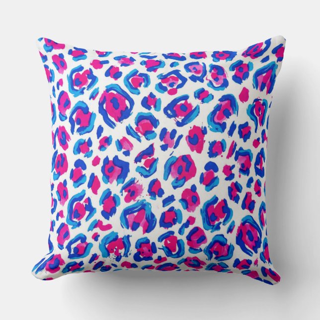 Coussin Motif imprimé léopard néon (Recto)