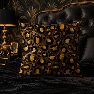 Coussin Motif imprimé léopard or bronze foncé