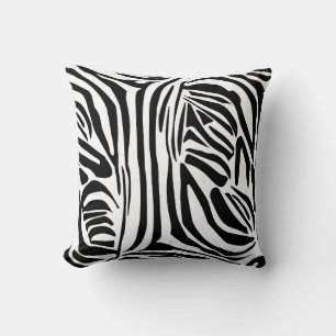 Coussin Motif Imprimé Zèbre Noir et Blanc Audacieux
