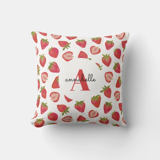 Coussin Motif initial de fraise de monogramme (Recto)