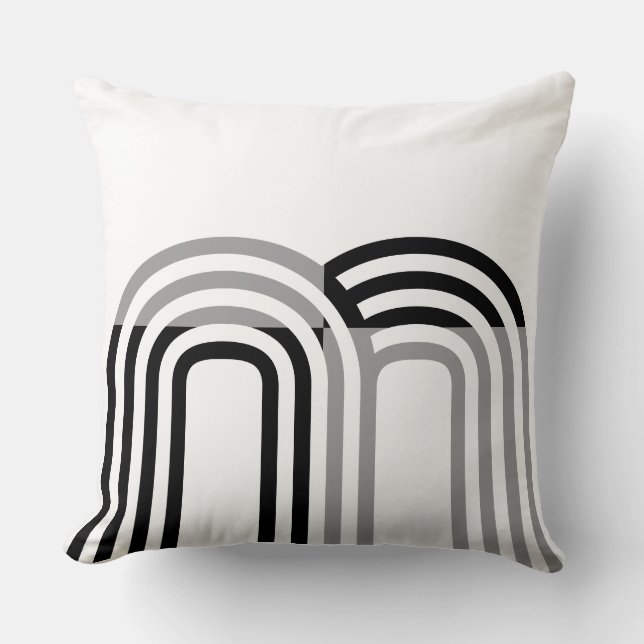 Coussin Motif initial noir blanc monoton moderne (Recto)