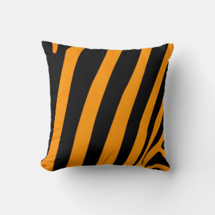 Coussin Motif inspiré du safari à rayures orange et noir