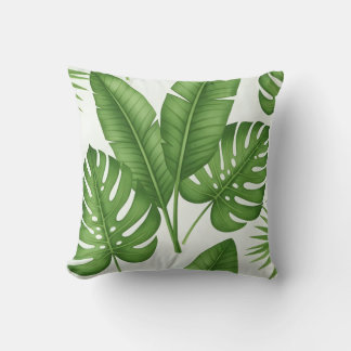 Coussin motif intérieur botanique aquarelle vert frais
