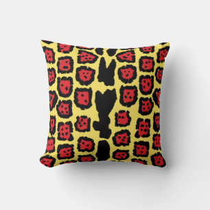 Coussin Motif Jaguar dans l'orange sanguine sur le curé ci