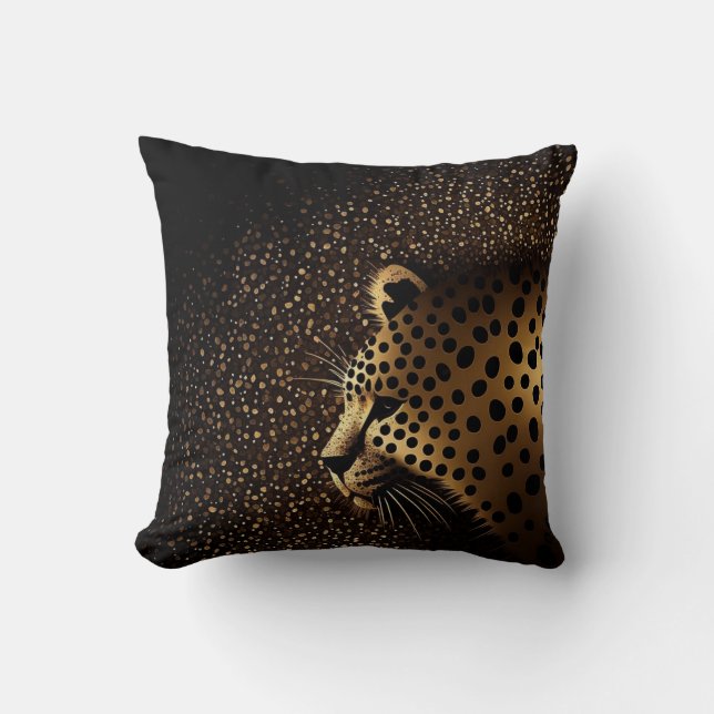 Coussin Motif Jaguar Doré           (Recto)