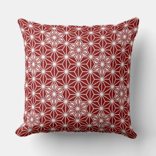 Coussin Motif japonais Asanoha - rouge foncé
