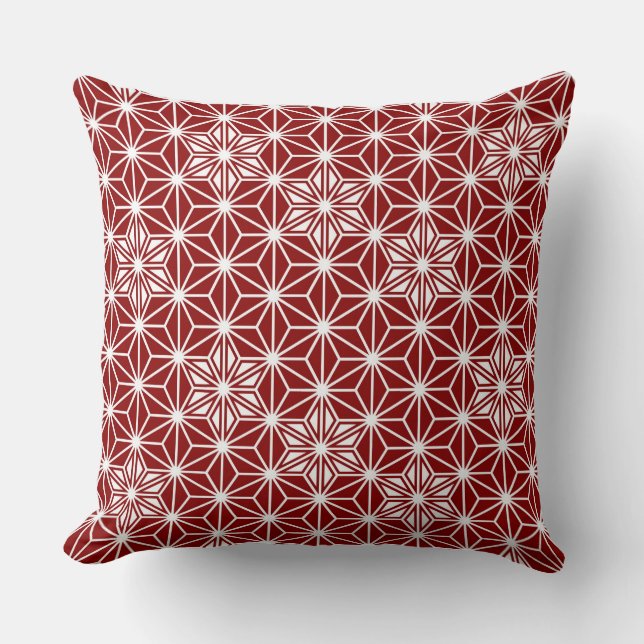 Coussin Motif japonais Asanoha - rouge foncé (Recto)