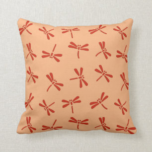 Coussin Motif japonais de libellule, mandarine
