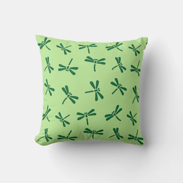 Coussin Motif japonais de libellules, Jade vert clair (Recto)