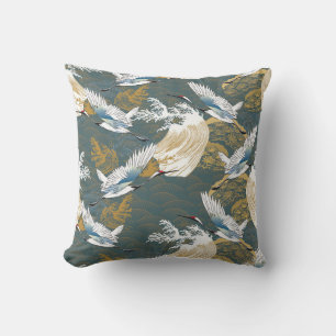 Coussin Motif japonais Vintage Crane Birds
