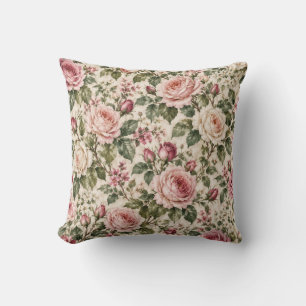 Coussin Motif Jardin de Roses Anglais Romantique