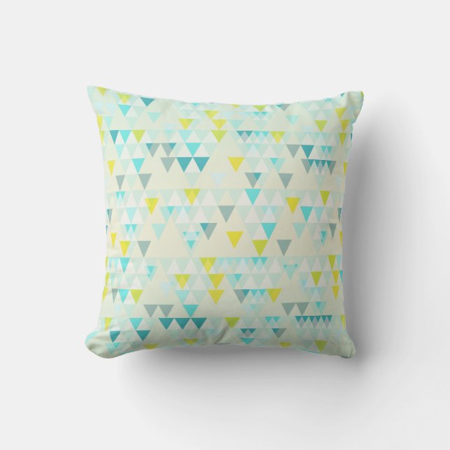 Coussin Motif jaune blanc bleu d'Aqua géométrique de (Recto)