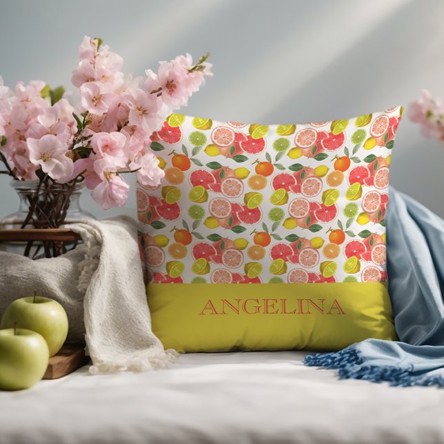 Coussin Motif jaune citron citrus (Créateur téléchargé)