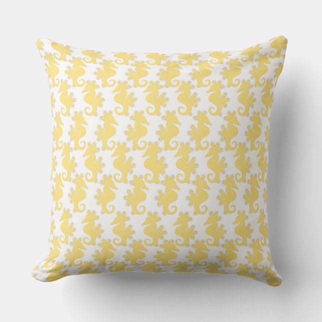 Coussin Motif jaune d'hippocampe (Recto)