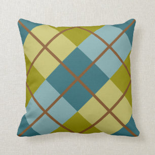 Coussin Motif jaune d'olive bleu Turquoise
