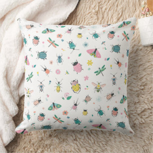 Coussin Motif joli et pastel d'insecte et de bug