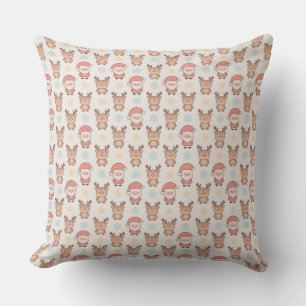 Coussin Motif joli Père Noël et rennes