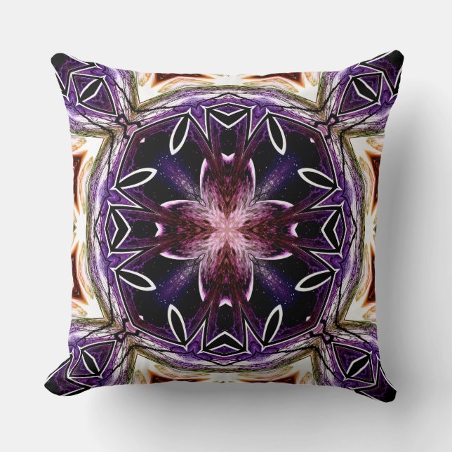 Coussin Motif kaléidoscope cosmique violet et magenta (Recto)
