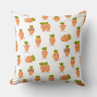 Coussin Motif kawaii de carottes amusantes